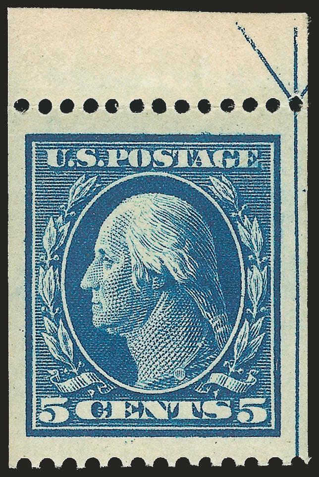 5c Blue, Coil (351).> Mint N.H. with paste-up tab at top and complete guide line and part arrow at right, choice centering with incredibly huge margins, beautiful intense shade and detailed impression,
Extremely Fine Gem, with 1999 P.F. certificate