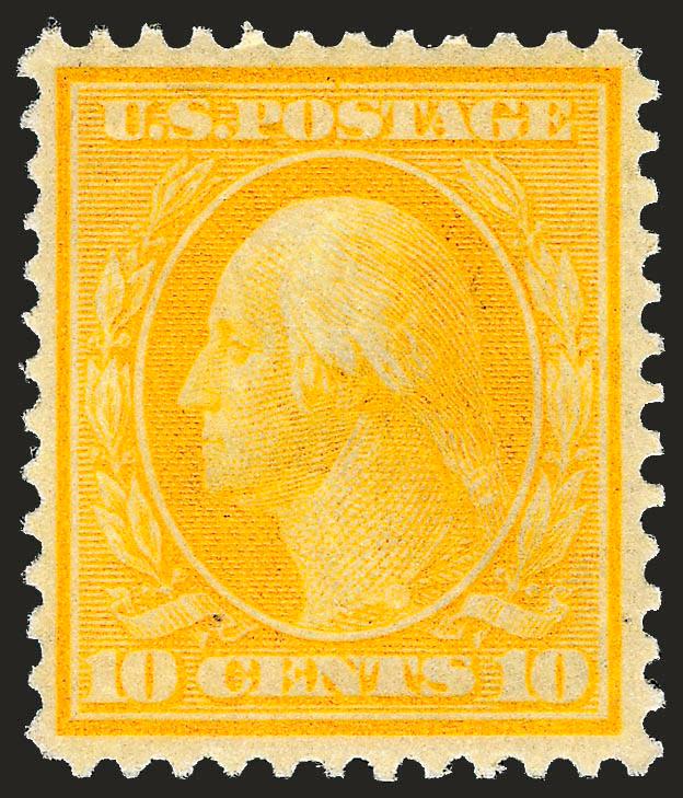 10c Yellow, Bluish (364).> Wonderfully well-centered, faintly hinged, reperfed at right, Very Fine appearance