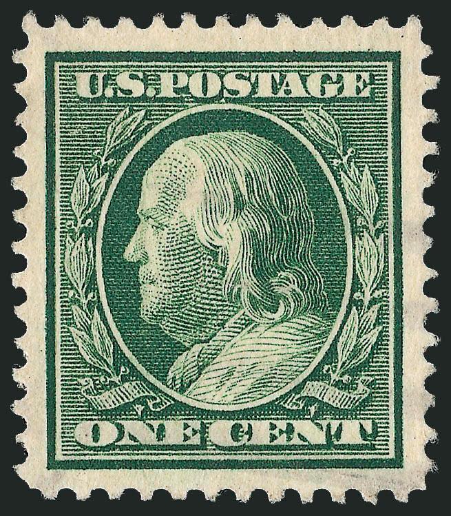 1c Green (374).> Jumbo margins and almost perfectly centered, very light cancel, Extremely Fine Gem, with 2008 P.S.E. certificate (XF-Superb 95 Jumbo SMQ $100.00 as 95, $280.00 as 98)