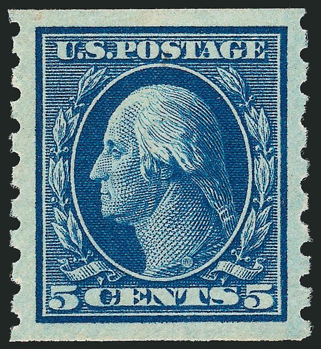 5c Blue, Coil (396).> Mint N.H., fabulous wide balanced margins of near Jumbo proportions, rich color and sharp impression, Extremely Fine Gem, with 2006 P.S.E. certificate (Superb 98 SMQ $1,500.00)