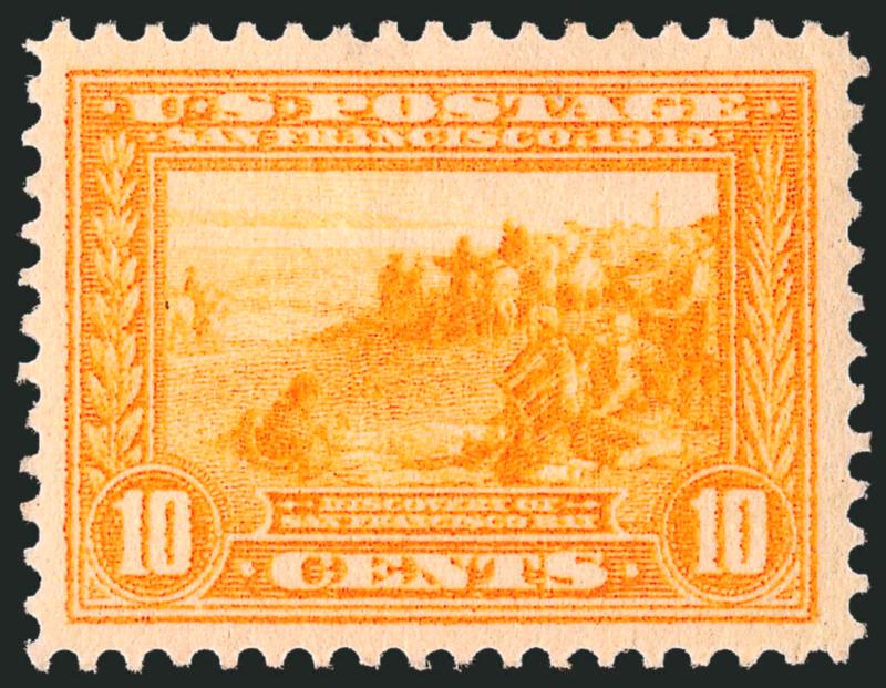 10c Orange Yellow, Panama-Pacific (400).> Nice margins and centering, bright color, Extremely Fine, with 2008 P.S.E. certificate (XF 90 SMQ $245.00)