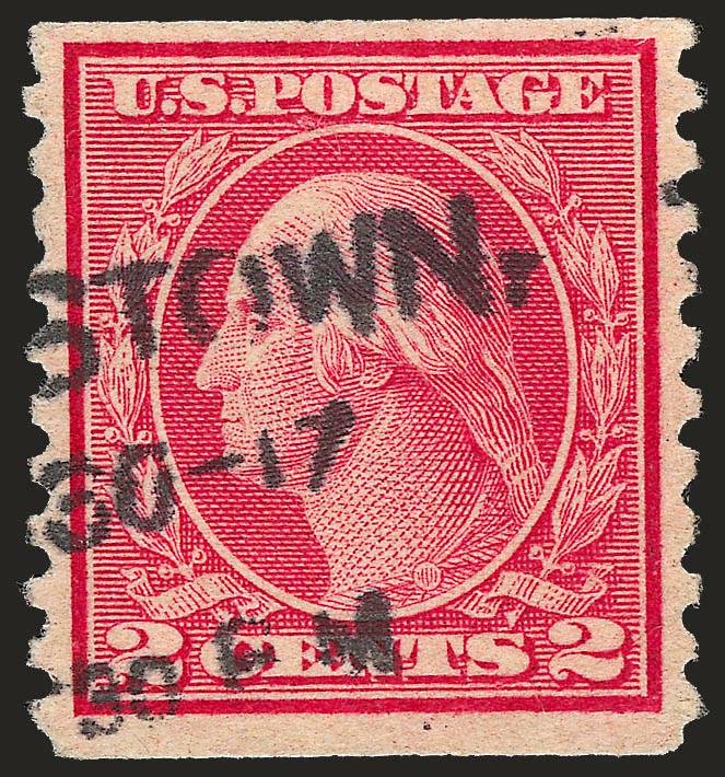 2c Carmine, Ty. II, Coil (491).> Radiant color, neatly cancelled, fresh and Very Fine, with 1995 P.S.E. certificate