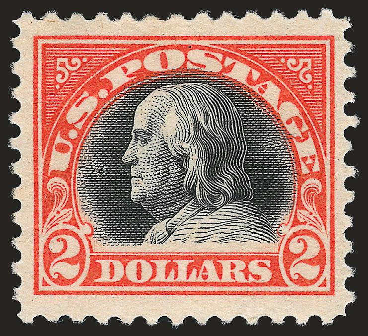 $2.00 Orange Red & Black (523).> Single hinge mark, brilliant colors, wide margins, Very Fine