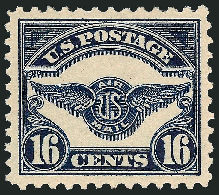 16c Dark Blue, 1923 Air Post (C5).> Mint N.H., almost perfectly centered with balanced margins, dark shade on bright fresh paper, Extremely Fine Gem, with 2007 P.S.E. certificate (XF-Superb 95 SMQ
$640.00)