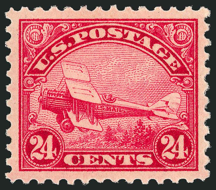 24c Carmine, 1923 Air Post (C6).> Mint N.H., uncharacteristically wide margins and precision centering, vivid color, Extremely Fine Gem, with 2008 P.S.E. certificate (Superb 98 SMQ $1,600.00)
