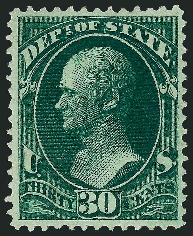 30c State (O66).> Slightly disturbed original gum (really negligible), marvelous color and handsome centering, Very Fine and choice, with 2008 P.S.E. certificate