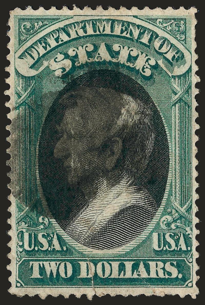 $2.00 State (O68).> Bold cork cancel, defective incl. tear at bottom, otherwise Fine, scarce in used condition