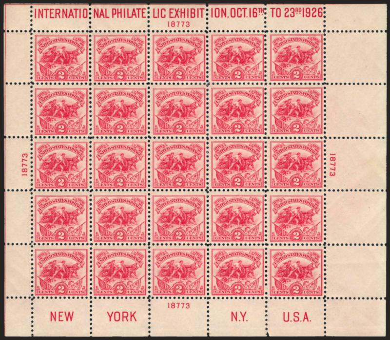 2c White Plains Souvenir Sheet (630).> Mint N.H., lower right pane from plate no. 18773, brilliant color, Very Fine and choice