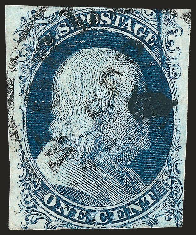 1c Blue, Ty. II, Plate 2 Crack (7 var).> Position 2L2, margins mostly full at sides to slightly in, New Orleans datestamp, small thin spot, Fine appearance, with 2002 P.F. certificate