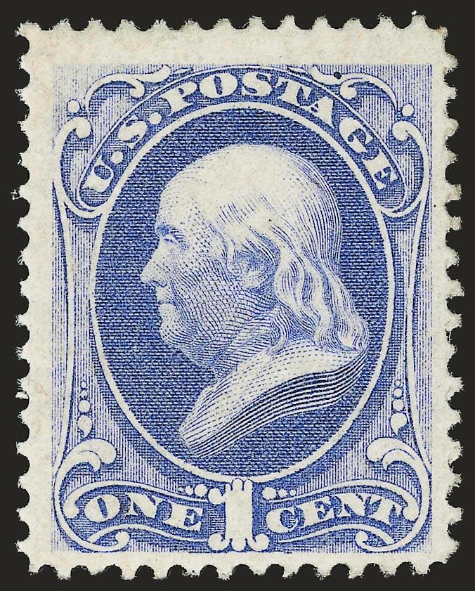 1c Ultramarine, Grill (134).> H. Grill, original gum, lightly hinged, brilliant color, clear grill points at bottom right, light natural gum bend not mentioned on accompanying certificate<><>^VERY FINE
ORIGINAL-GUM EXAMPLE OF THE 1870 ONE-CENT NATI