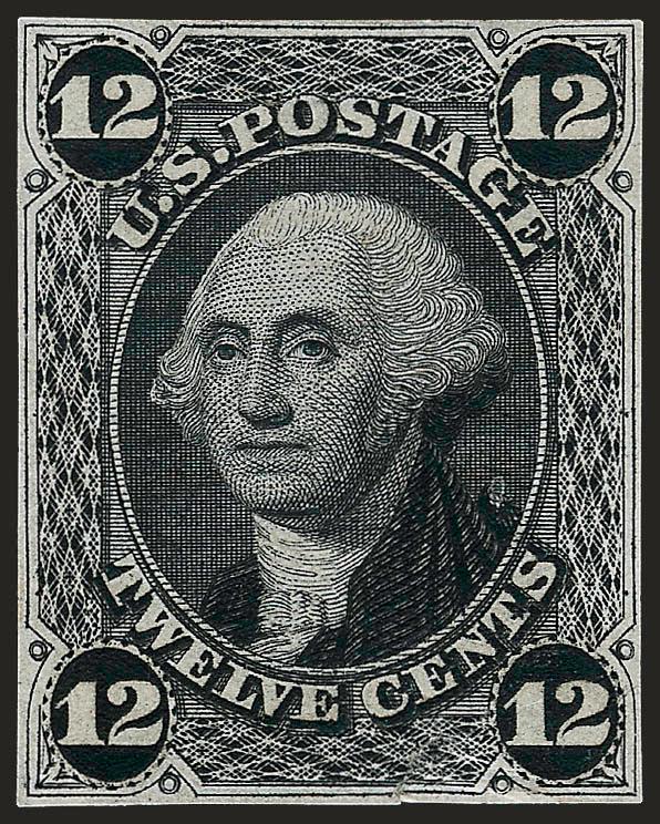 Toppan, Carpenter & Co., 12c Black, Die Essay on India, Cut to Shape (69-E4b).> Cut to shape as usual, intense shade and impression, Very Fine and choice, a beautiful essay