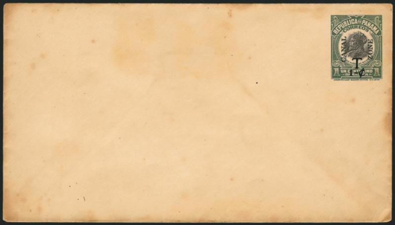CANAL ZONE, 1916, 1c, 2c Entires, T 1-c Surcharge (U1 var, U2 var).> Each with clear surcharge over design, both toned, otherwise Very Fine, unusual, possibly essays for a proposed war tax