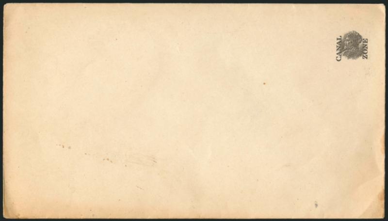 CANAL ZONE, 1916, (1c) Entire, Head and Overprint Only (U1a).> Unused, few trivial age spots, otherwise Very Fine