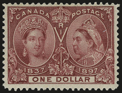 CANADA, 1897, 50c, $1.00 Jubilee (60-61).> Original gum, 50c large margins, beautiful colors, Fine, attractive pair, $1.00 with 2005 Sismondo certificate