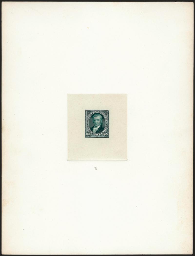 1c-$5.00 1894 Issue, Large Die Proofs on India (247P1, 250P1, 253AP1, 254P1-261P1, 263P1).> Complete set less $2.00, otherwise all denominations represented, die sunk on 6 x 8 in. cards, Very Fine and
choice