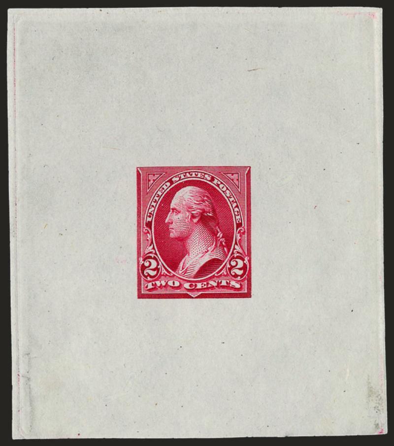 2c Carmine, Ty. IV, Large Die Proof (279BfP1).> 2-716 x 2-78 in., off card with essentially full die sinkage area, Very Fine, in our opinion grossly undervalued in Scott