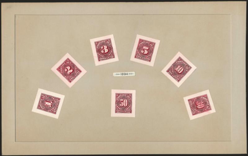 1c-50c 1894 Postage Due, Small Die Proofs (J31P2-J37P2).> The complete set on a page from a Roosevelt presentation album, Very Fine and choice, only 85 sets prepared