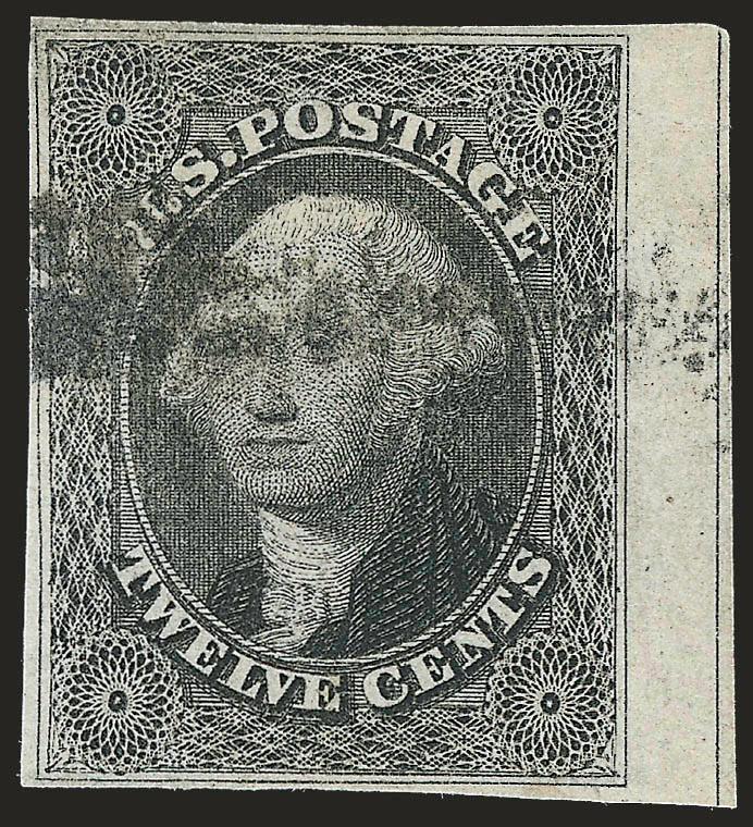 12c Black (17).> Position 50L1, huge <straddle-pane centerline margin> at right, ample to large other sides, lightly cancelled, Very Fine