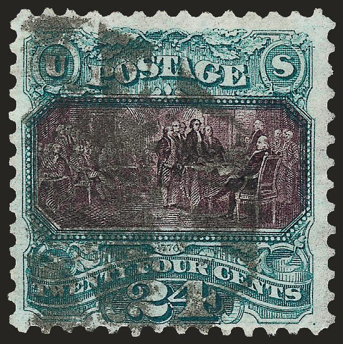 24c Green & Violet, Re-Issue (130).> Rich colors on bright paper, circle of wedges cancel, Fine and scarce, about 70 used examples known, with 2008 P.F. certificate