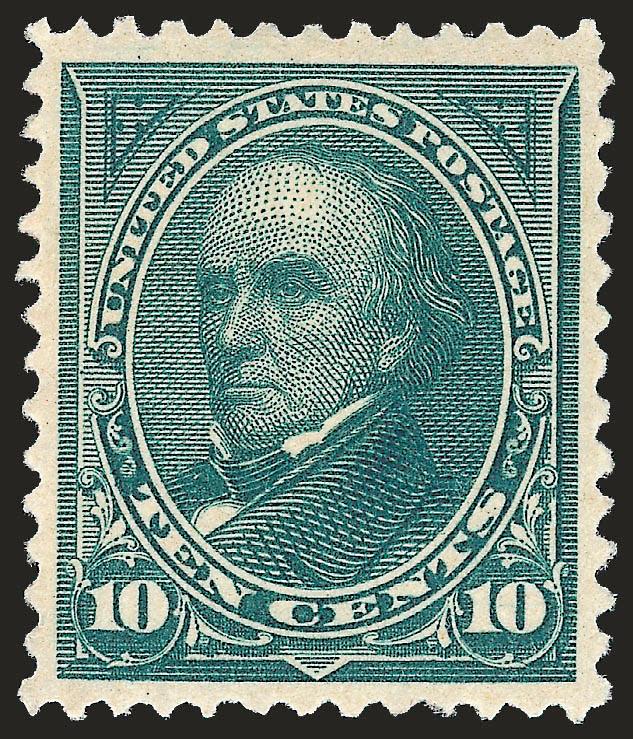 10c Dark Green (258).> Original gum, lightly hinged, exceptionally beautiful wide margins and great deep color, Extremely Fine, with 2001 P.F. and 2008 P.S.E. certificates (OGph, XF 90 SMQ $700.00)