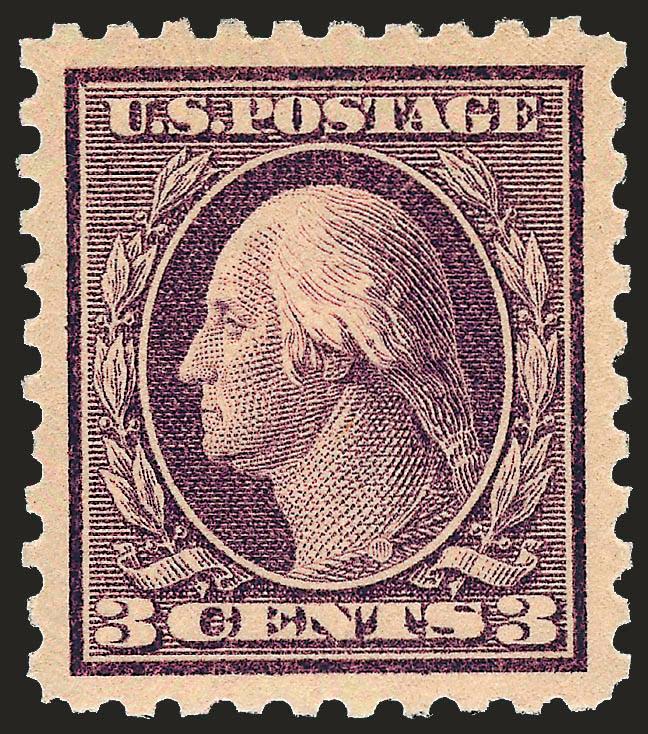 3c Deep Violet (426).> Mint N.H., intense shade and impression, perfectly centered with wide margins<><>^EXTREMELY FINE GEM. A SUPERB MINT NEVER-HINGED EXAMPLE OF SCOTT 426, WHICH HAS BEEN GRADED SUPERB 98 BY
P.S.E.^<><>With 2007 P.S.E. certifica