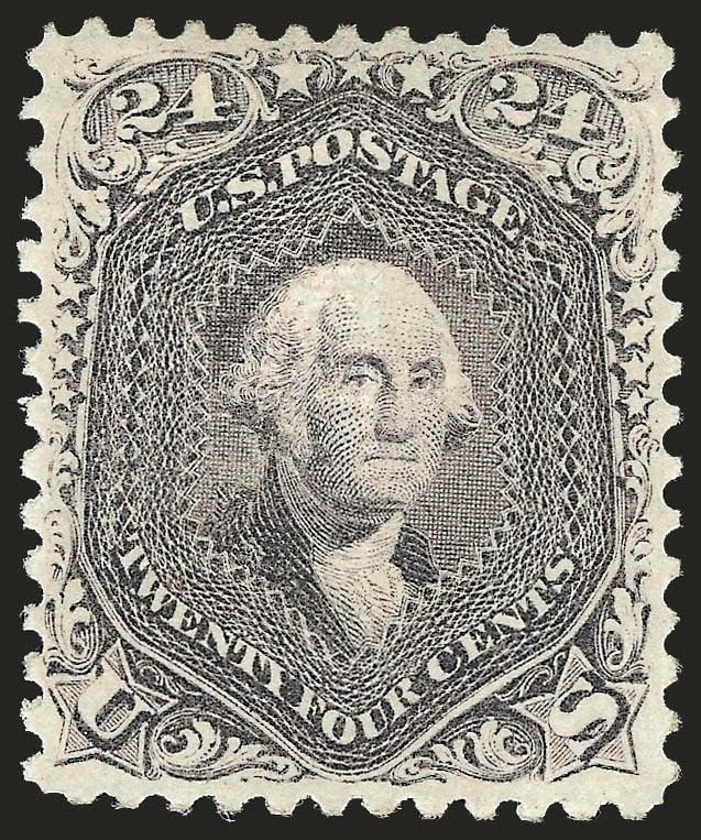 24c Gray Lilac, F. Grill (99).> Original gum, lightly hinged, rich color, crisp impression, gorgeous centering with unusually wide and balanced margins<><>^EXTREMELY FINE GEM. THIS IS WITHOUT QUESTION ONE OF THE
FINEST ORIGINAL-GUM EXAMPLES OF THE