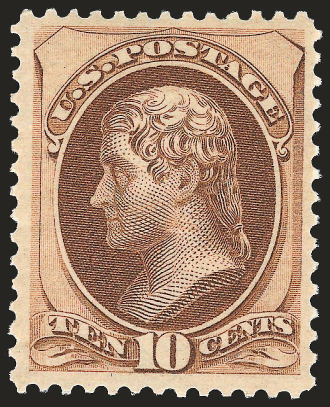 10c Brown (161).> Original gum, lightly hinged, beautiful intense shade, well-proportioned margins, Very Fine and choice, a pretty stamp, with 1992 P.F. certificate for block