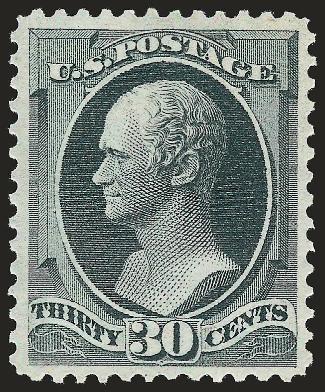 30c Gray Black (165).> Original gum, lightly hinged, charcoal gray shade, fine impression on fresh paper<><>^EXTREMELY FINE. AN OUTSTANDING ORIGINAL-GUM EXAMPLE OF THE 30-CENT 1873 CONTINENTAL PRINTING. A
SUPERB STAMP IN EVERY RESPECT.^<><>When i