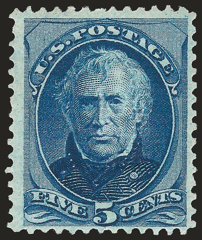 5c Blue, Continental Grill (179c).> Original gum, clearly-defined grill with points, deep rich color<><>^VERY FINE AND CHOICE. ONE OF THE FEW SOUND AND WELL-CENTERED EXAMPLES OF THE 5-CENT 1875 CONTINENTAL
GRILL.^<><>It is believed that the Conti