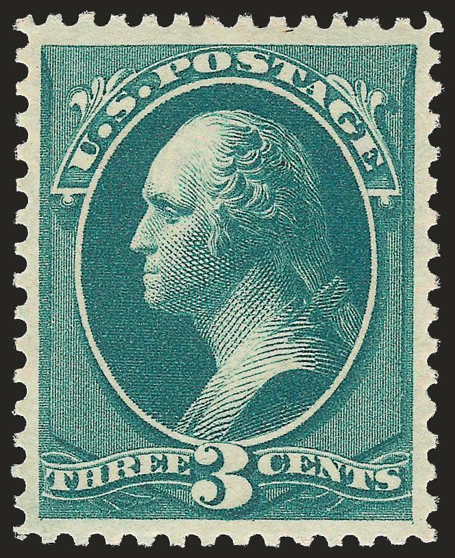 3c Green (184).> Mint N.H., deep rich color and proof-like impression which pops off of the bright paper, wide and balanced margins, long and full perforations all around, Extremely Fine, a stunning stamp, with
1992 and 1999 P.F. certificates
