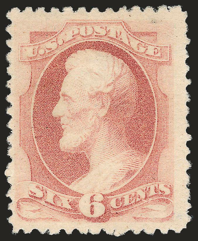 6c Dull Rose, Special Printing (195).> Without gum as issued, fresh and bright color<><>^VERY FINE EXAMPLE OF THE 6-CENT 1880 AMERICAN BANK NOTE COMPANY SPECIAL PRINTING. FEWER THAN 30 ARE BELIEVED TO
EXIST.^<><>Our recently updated census record