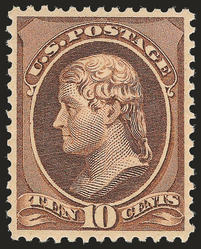 10c Brown (209).> Mint N.H., perfectly centered, deep rich color, Extremely Fine, a superb stamp, with 1994 P.F. certificate