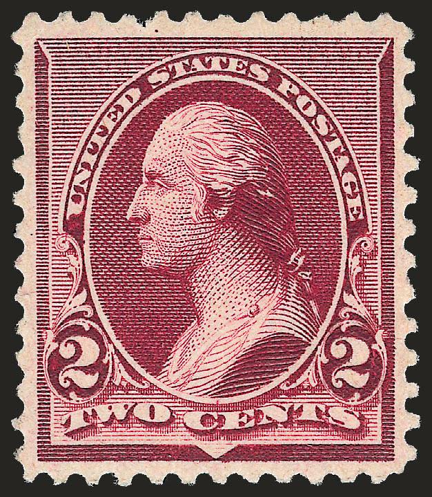 2c Lake (219D).> Mint N.H., deep rich color in the distinctive Lake shade, nicely complemented by bright paper, wide margins which are well-proportioned, Extremely Fine, a beautiful stamp, with 1993 P.F.
certificate