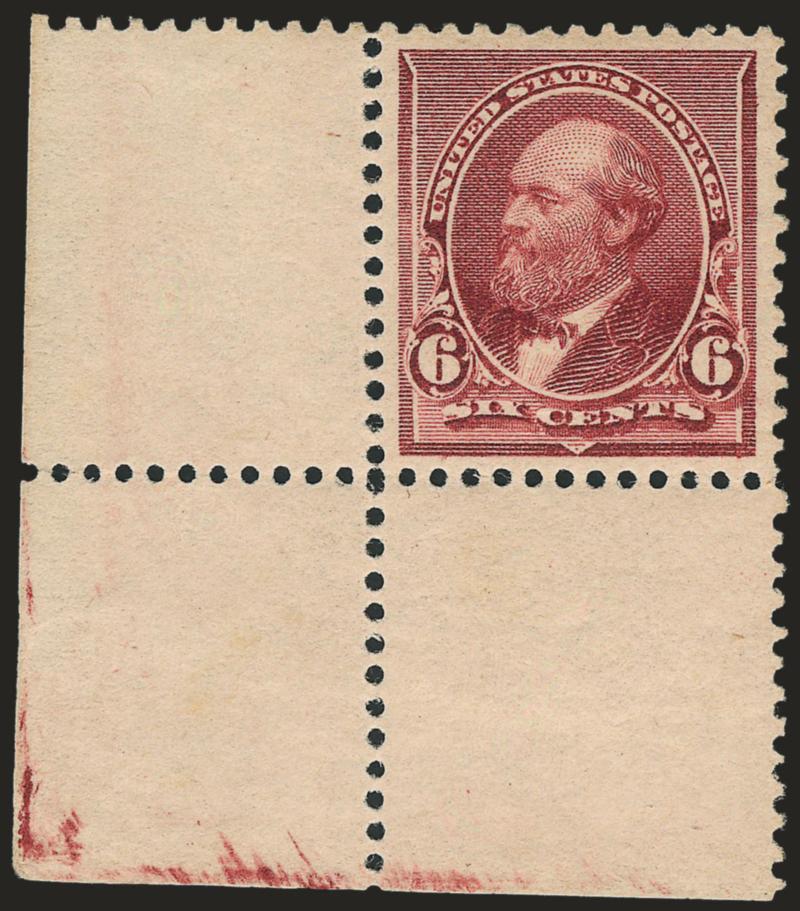 6c Brown Red (224).> Mint N.H. with <wide bottom left corner sheet selvage,> brilliant color, unusually choice centering with wide and balanced margins<><>^EXTREMELY FINE GEM. A SUPERB MINT NEVER-HINGED EXAMPLE
OF THE 6-CENT 1890 ISSUE. ESPECIALLY