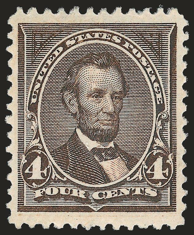 4c Dark Brown (254).> Original gum, barest trace of previous hinging, extra wide top and bottom margins, deep shade, Very Fine and choice, with 1992 P.F. certificate