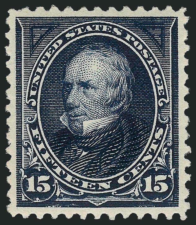 15c Dark Blue (259).> Mint N.H., deep rich color which is striking against the bright white paper, wide and balanced margins<><>^EXTREMELY FINE. A BEAUTIFUL MINT NEVER-HINGED EXAMPLE OF THE 1894 15-CENT
UNWATERMARKED BUREAU ISSUE. SCARCE IN SUCH PR