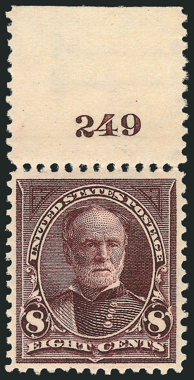 8c Violet Brown (272).> Mint N.H., with <plate no. 249> selvage at top, choice centering, dark shade on bright fresh paper, Extremely Fine, with 1985 P.F. certificate
