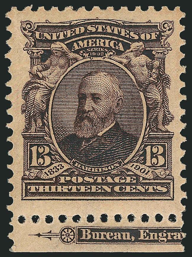 13c Purple Black (308).> Mint N.H. with <part imprint at bottom,> deep rich color and proof-like impression, Jumbo margins, fresh and Extremely Fine, with 1993 P.F. certificate