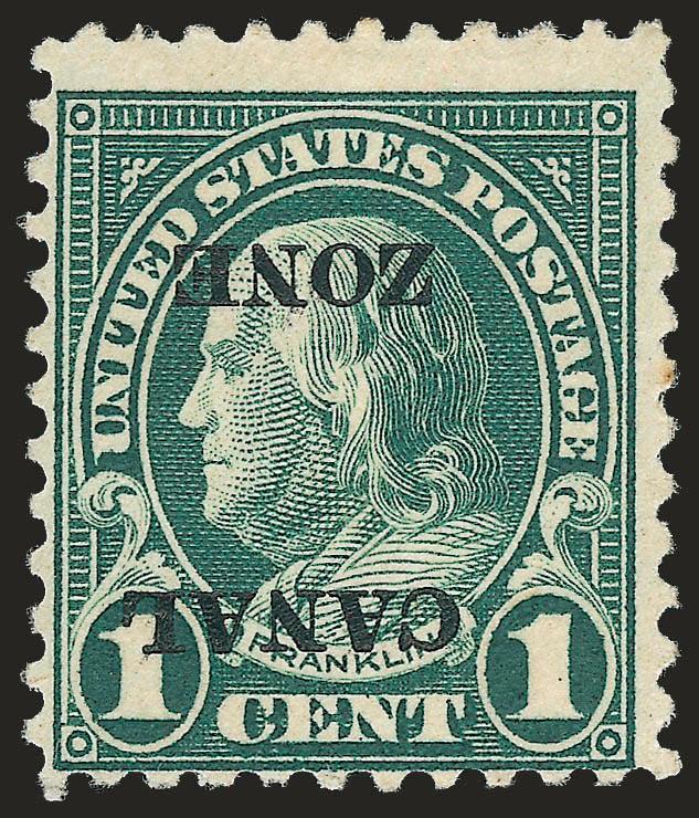 1924, 1c Deep Green, Inverted Ty. A Ovpt. (71a).> H.r., perfs close to touch, typical for this scarce error, with 1995 P.F. certificate