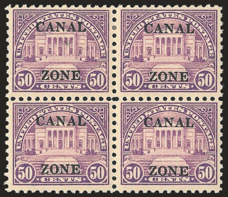 1925, 50c Lilac, Ty. B Ovpt. (94).> Block of four, lightly hinged, Very Fine