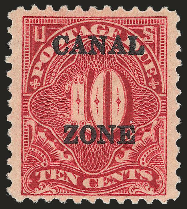 1925, 10c Rose Red, Postage Due (J20b).> Mint N.H. single and used 3mm spacing block of four, Fine-Very Fine, unused single with 1992 A.P.S. certificate as J20 shade