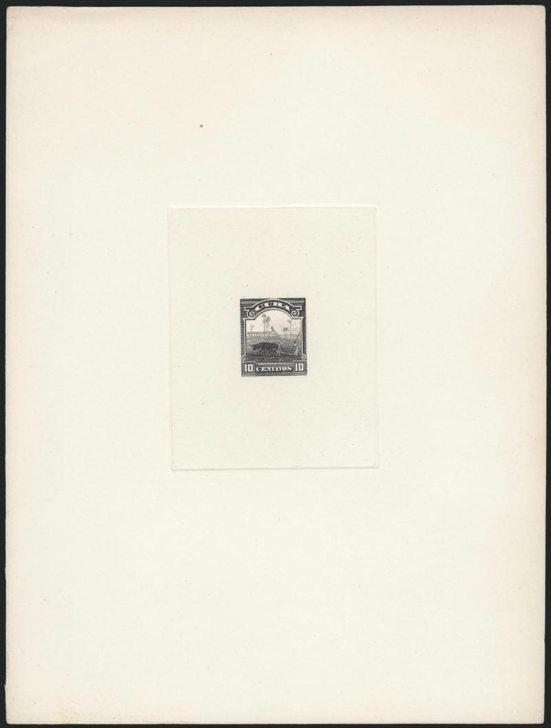 1899, 10c Black, Large Die Trial Color Proof on India (231TC1).> Die sunk on 6 x 8 in. card, wonderfully fresh, Extremely Fine and scarce