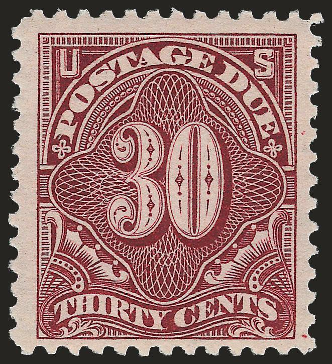 30c Deep Claret (J36).> Mint N.H., detailed impression and rich color, Very Fine, scarce in Mint N.H. condition, with 1994 and 2004 P.F. certificates, with 2005 P.S.E. certificate (VF 80 SMQ $1,750.00)