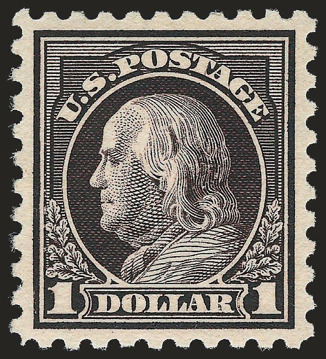 $1.00 Violet Black (478).> Mint N.H., brilliant shade and crisp impression, unusually choice centering with well-proportioned margins<><>^EXTREMELY FINE GEM. A GORGEOUS MINT NEVER-HINGED EXAMPLE OF THE $1.00
PERF 10 UNWATERMARKED FRANKLIN ISSUE, WH