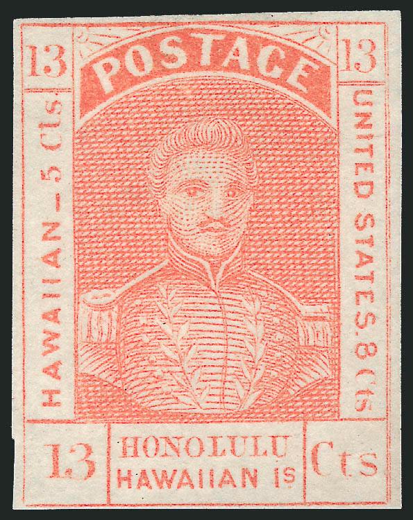 1889, 13c Orange Red, Reprint (11R).> Unused (no gum), full margins to clear, vibrant color, fresh and Very Fine, a pretty stamp