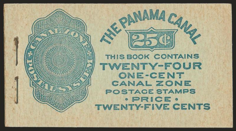 1924, 1c Deep Green, Ty. A Ovpt., Booklet Pane of Six (71e).> Complete unexploded 25c booklet of four panes, Mint N.H. with very slight tropical disturbance, Fine-Very Fine, Scott Retail as four hinged
panes
