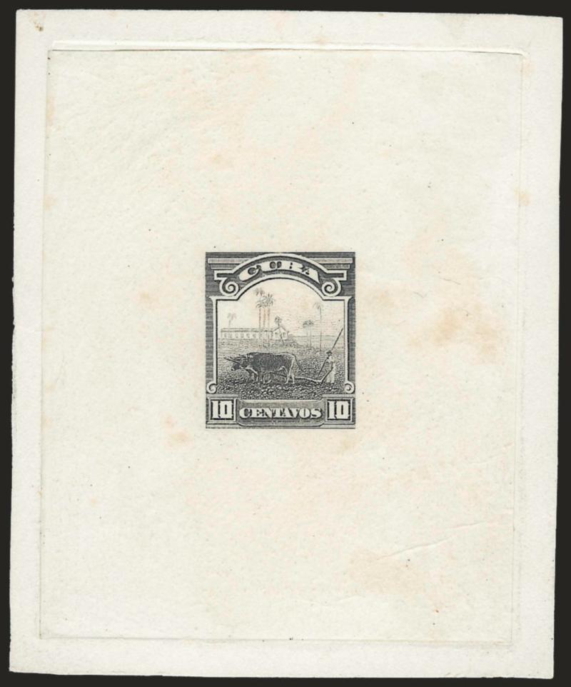 1899, 10c Gray, Large Die Trial Color Proof on India (231TC1).> On 69 x 83mm card with full die sinkage, bright shade, Very Fine