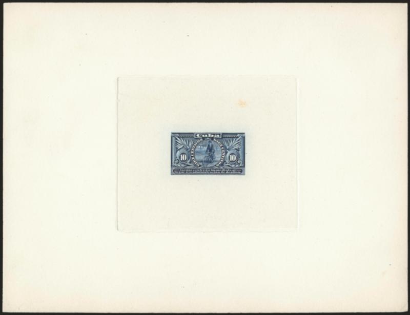 1899, 10c Blue, Large Die Trial Color Proof on India (E2TC1).> On 199 x 153mm card with full die sinkage, rich color, fresh and Very Fine