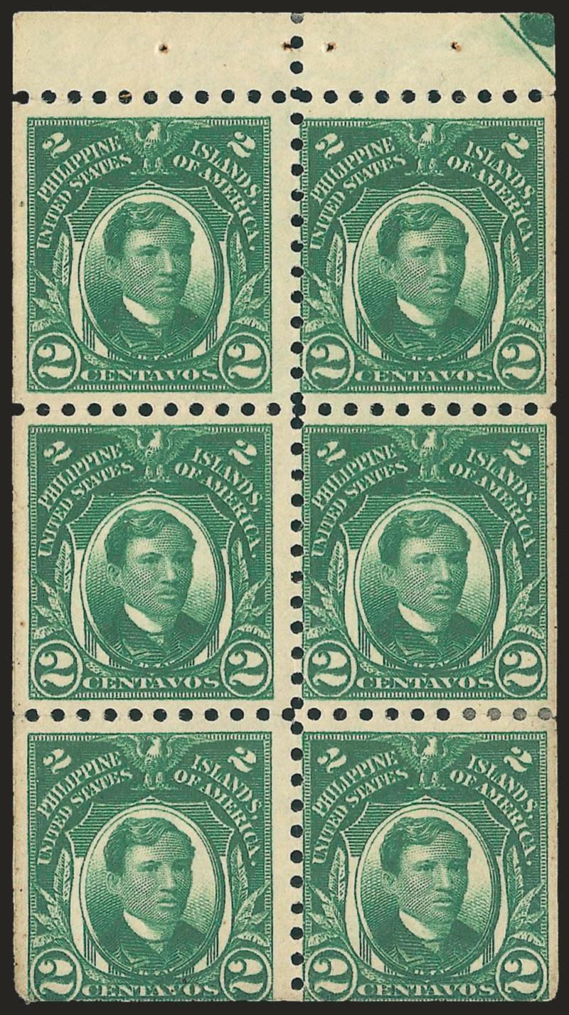 1914, 2c Green, Booklet Pane of Six (276a).> Tropicalized original gum, h.r. at bottom right where few perf separations, deep rich color, typical centering for this difficult issue, Fine