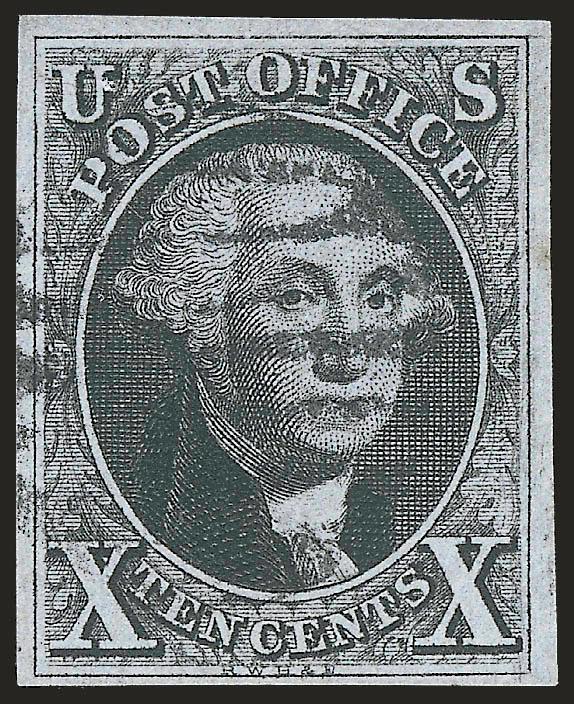 10c Black (2).> Large margins to full, intense shade and impression, neat strike of <black grid> cancel, Very Fine and choice, with 2007 P.S.E. certificate